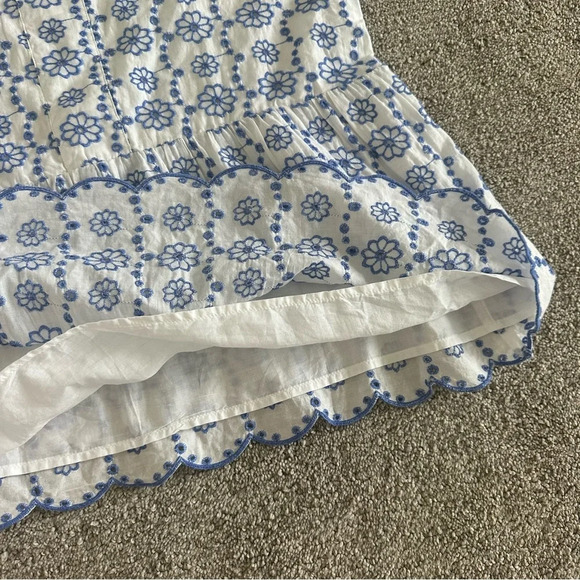 Vineyard Vines Floral Eyelet Lace Blue White Tassel Tie Tank Top Medium - Picture 6 of 7